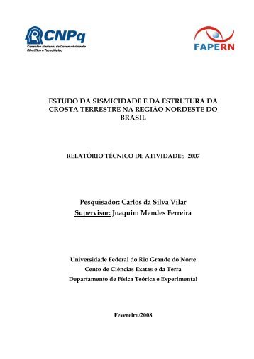 Estudo da Sismicidade e da Estrutura da Crosta Terrestre ... - FAPERN