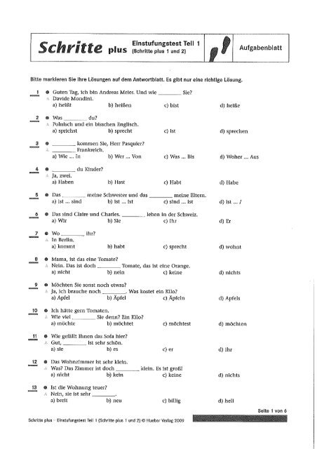 Einstufungstest Deutsch Als Fremdsprache Vhs Bornheimalfter 2187