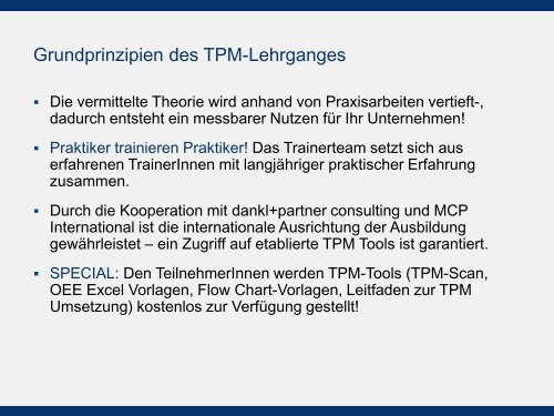 TPM-Lehrgang 2014 - Dankl + Partner Consulting GmbH