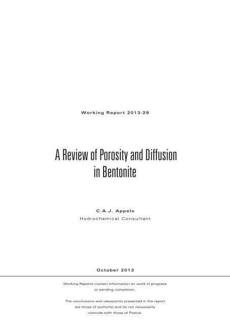 A review of porosity and Diffusion in Bentonite (pdf) (2.4 MB) - Posiva
