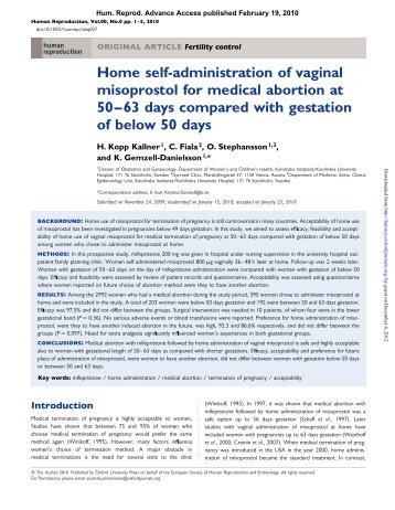 Home self-administration of vaginal misoprostol for medical abortion ...