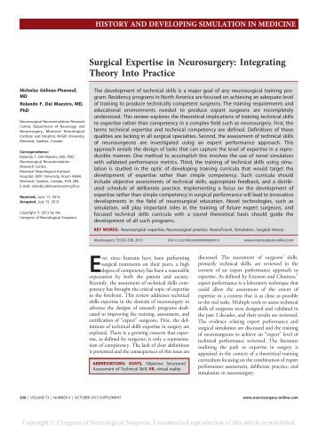 Surgical Expertise in Neurosurgery: Integrating Theory Into ... - CHUQ