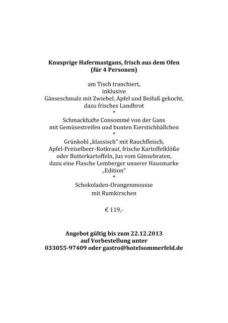 Speisenkarte (PDF) - Hotel & Spa Sommerfeld