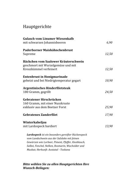 Speisenkarte (PDF) - Hotel & Spa Sommerfeld