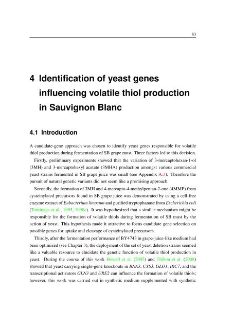 Identification of yeast genes involved in Sauvignon Blanc aroma ...