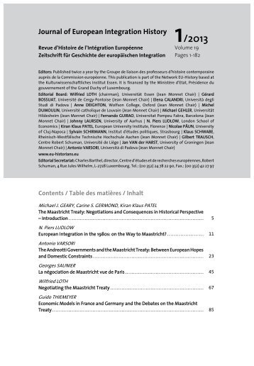 Journal of European Integration History 1/2013 - Centre d'études et ...