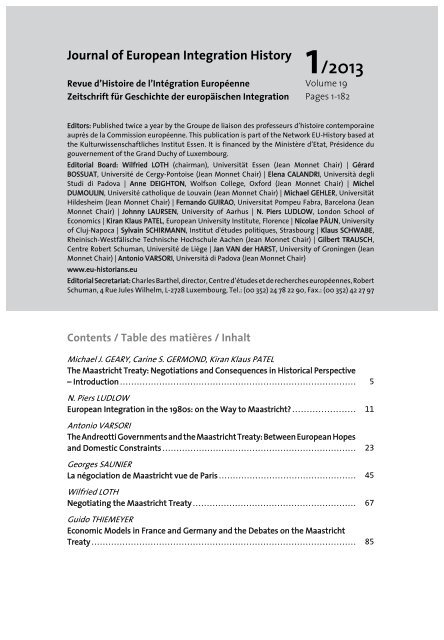 Journal of European Integration History 1/2013 - Centre d'études