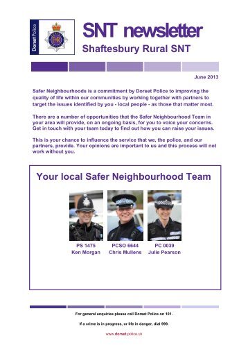 Shaftesbury Rural SNT Newsletter June 2013 - Dorset Police