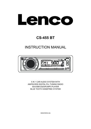 CS-455 BT INSTRUCTION MANUAL - Lenco