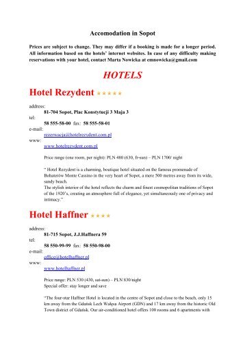 HOTELS Hotel Rezydent Hotel Haffner