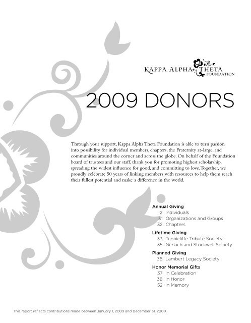 2009 DONORS - Kappa Alpha Theta Foundation
