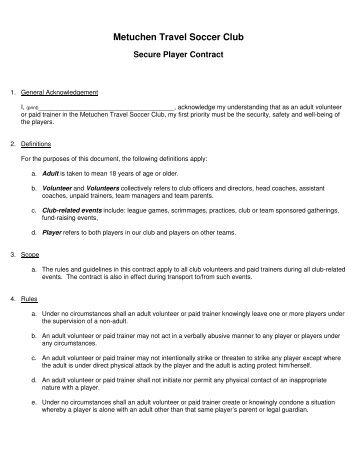 MTSC Secure Player Contract Form - Metuchen Travel Soccer Club