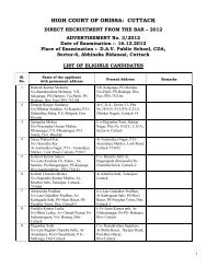 List of Eligible Candidates, Direct Recruitment ... - Orissa High Court