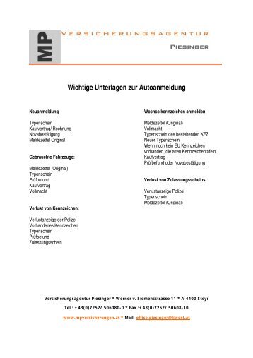Checkliste für Kfz-Anmeldung.pdf - MP-Versicherungen