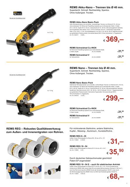 REMS-Aktion - Weecon-Pipesystems