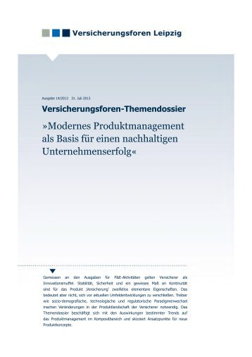 Themendossier "Modernes Produktmanagement als Basis für einen ...