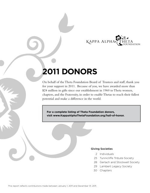 2011 DONORS - Kappa Alpha Theta Foundation