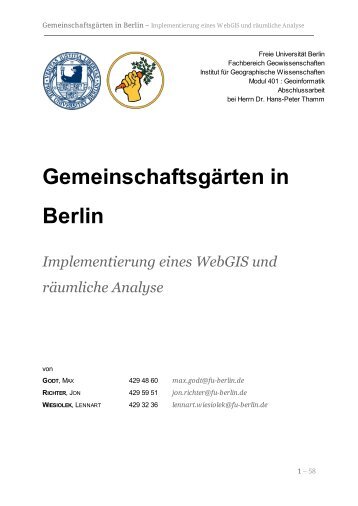 Implementierung eines WebGIS und räumliche Analyse - berliner ...