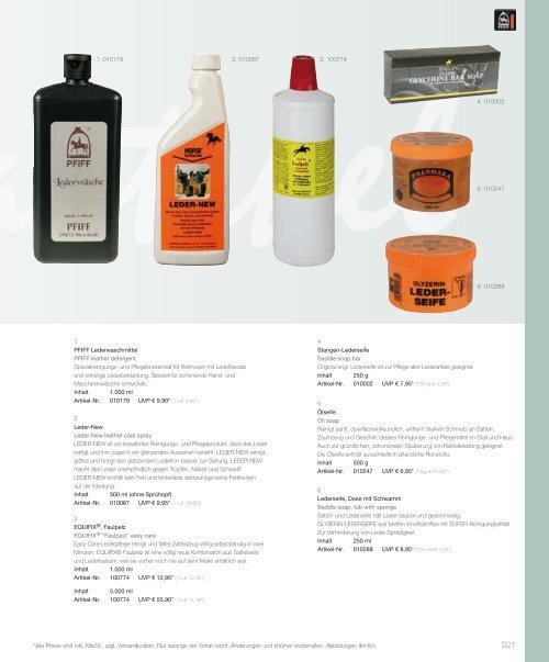 Pflegeartikel Zorg items Article de soins Care products - Piccini Horses