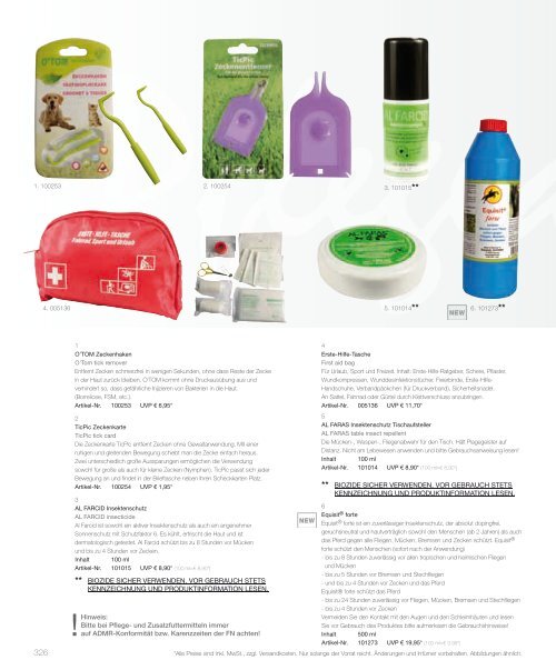 Pflegeartikel Zorg items Article de soins Care products - Piccini Horses