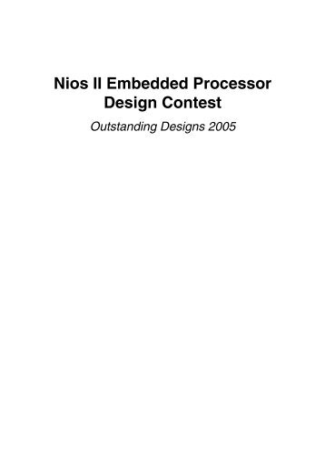 Nios II Embedded Processor Design Contest—Outstanding Designs ...