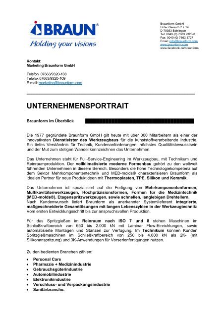 UNTERNEHMENSPORTRAIT - Braunform