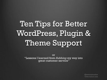 10 Tips for Better WordPress, Plugin & Theme Support - IvyCat