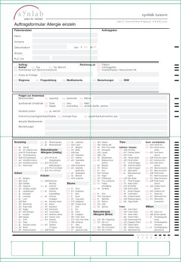 Auftragsformular Allergie Einzel