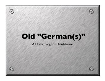 Introduction to Old High & Old Low German