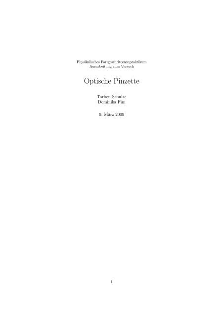 Optische Pinzette - Geck0.de