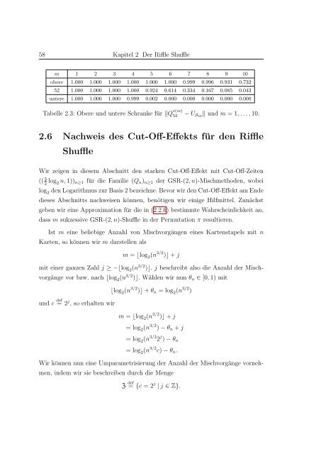 Peter Sendfeld: Riffle Shuffle und Cut-Off Effekt. Münster, März 2005.