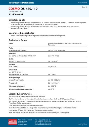 Technisches Merkblatt - Weiss Chemie und Technik GmbH & Co. KG
