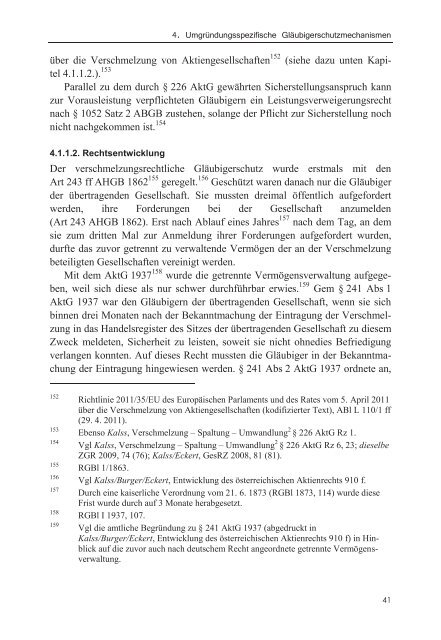 Habsburg-Lothringen Gläubigerschutz bei Umwandlungen