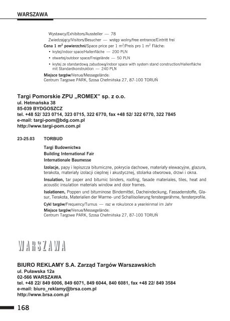 TARGI W POLSCE TRADE FAIRS IN POLAND ... - I-Manager