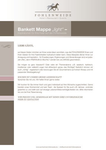 Bankett Mappe „light“ – - Fohlenweide