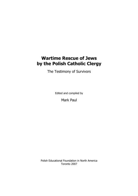 Wartime Rescue of Jews by the Polish Catholic Clergy