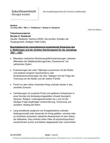 Teilnehmermaterial Skripte H. Radebold - Zukunftswerkstatt therapie ...