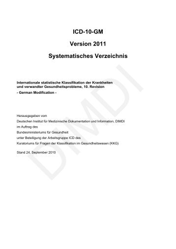 ICD-10-GM Version 2011 Systematisches Verzeichnis