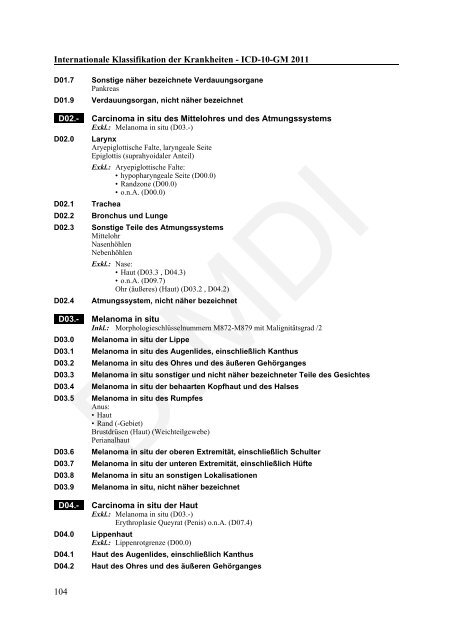 ICD-10-GM Version 2011 Systematisches Verzeichnis