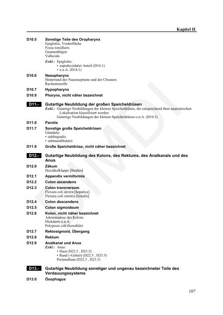 ICD-10-GM Version 2011 Systematisches Verzeichnis