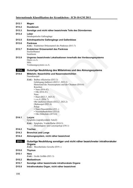 ICD-10-GM Version 2011 Systematisches Verzeichnis