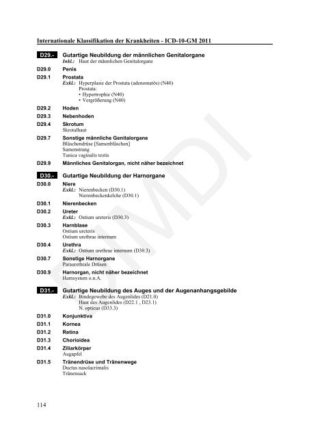 ICD-10-GM Version 2011 Systematisches Verzeichnis