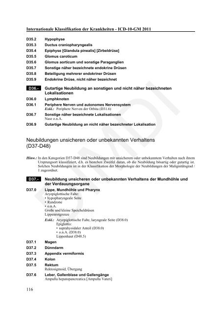 ICD-10-GM Version 2011 Systematisches Verzeichnis