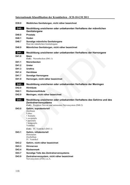 ICD-10-GM Version 2011 Systematisches Verzeichnis