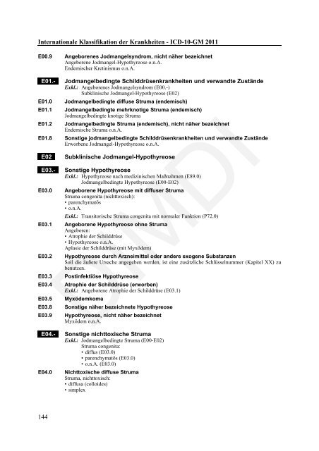 ICD-10-GM Version 2011 Systematisches Verzeichnis