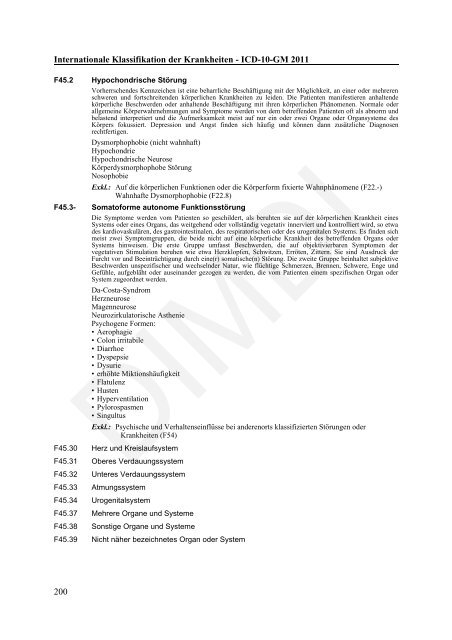 ICD-10-GM Version 2011 Systematisches Verzeichnis