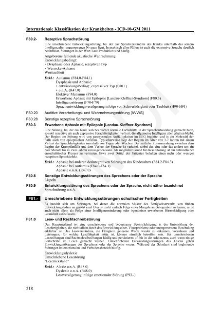 ICD-10-GM Version 2011 Systematisches Verzeichnis