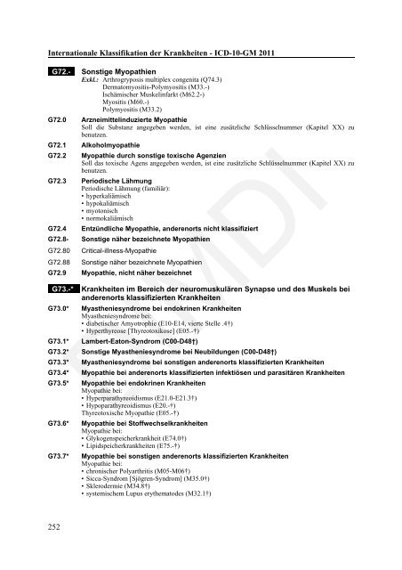 ICD-10-GM Version 2011 Systematisches Verzeichnis