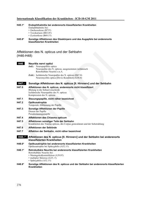 ICD-10-GM Version 2011 Systematisches Verzeichnis