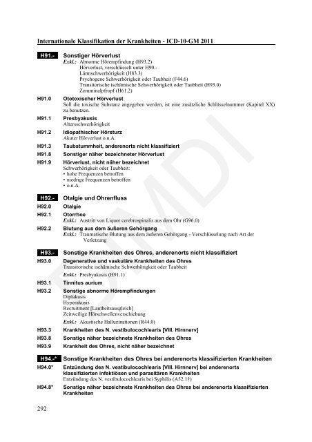 ICD-10-GM Version 2011 Systematisches Verzeichnis